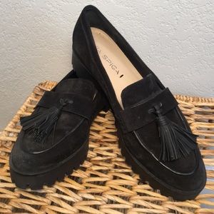 Via Spiga Black Guadalupe Tassel Loafers 6.5
